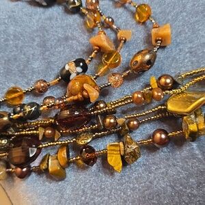 NWT Lot of 3 Sets of Necklaces with Earrings Glass Beads Tigers Eye Layered